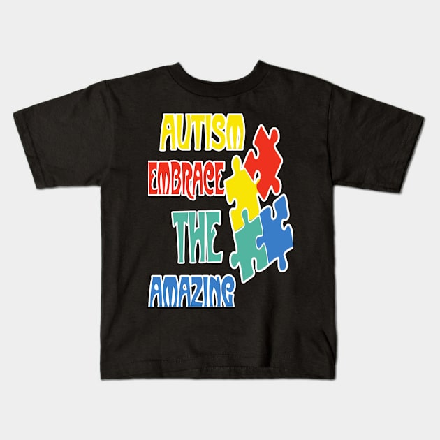 Autism Awareness T-ShirtAutism Amazing Cute Funny Colorful Shirt Pride Autistic Adhd Aspergers Down Syndrome Cute Funny Motivational Inspirational Gift Idea T Kids T-Shirt by SamaraIvory